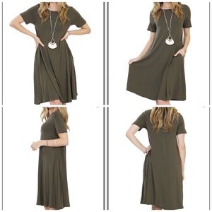 😍CLEARANCE! Dark Olive Crewneck Tunic Dress M